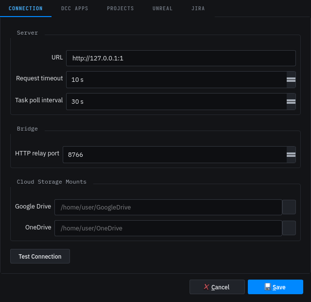 The DousenDesktop Settings dialog where per-machine local settings are edited.